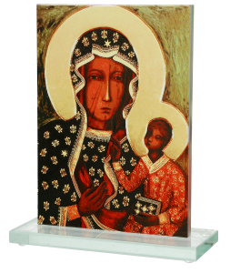 Religijna Statuetka Szklana - MATKA BOŻA CZĘSTOCHOWSKA  